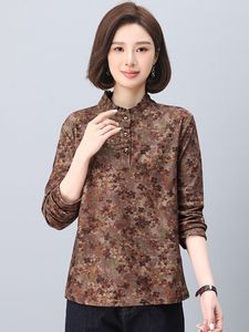 大量现货高领打底衫女秋冬装2024年碎花加绒内搭上衣中年妈妈加厚图片