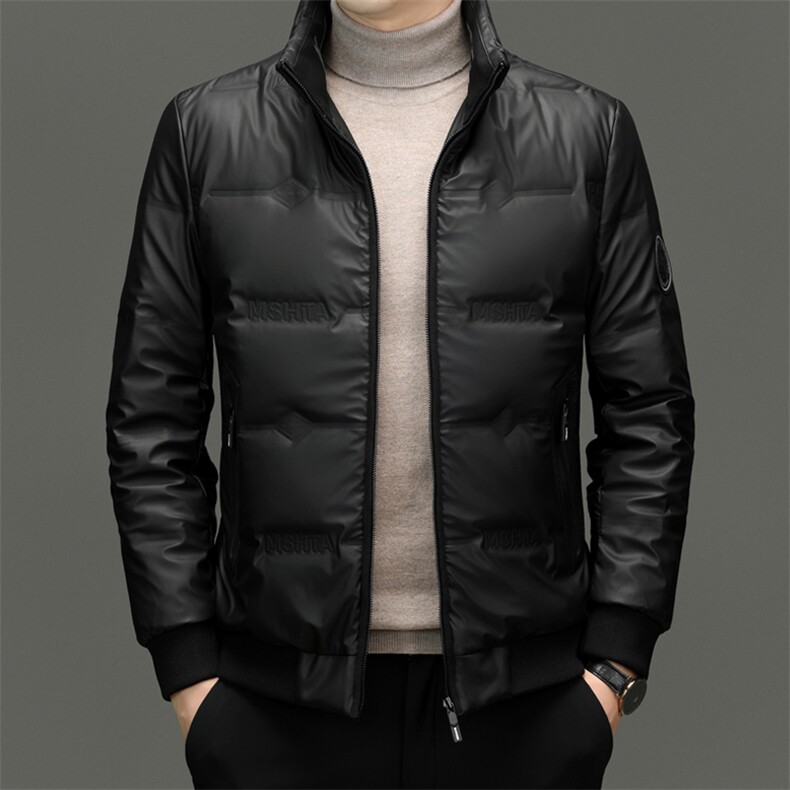 冬季白鸭绒立领羽绒服休闲男士简约短款时尚商务户外防寒男外套图片