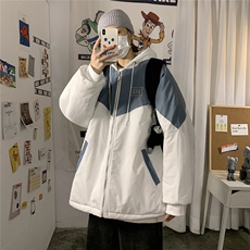 港风冬季宽松百搭冲锋棉衣男连帽棉服男外套7786P60控98，男装棉衣，星座226-1