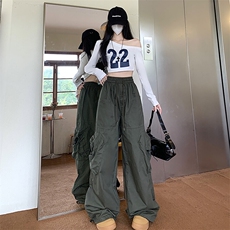 美式立体口袋工装裤男女秋季高街机能嘻哈中性街头风痞帅阔腿长裤，男装休闲裤，星座410-7