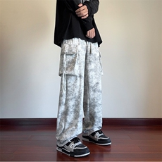 美式扎染工装裤宽松大码直筒休闲裤CK45*P40加绒45控78，男装休闲裤，星座511-1