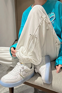 大码S-3XL 抽绳男直筒宽松秋季港风ins设计感休闲长裤  K1730-P32图片