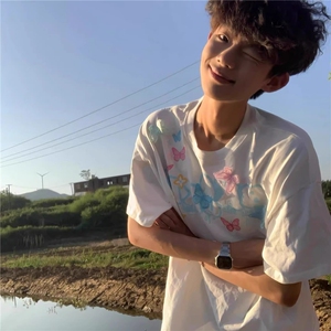 高级设计感短袖蝴蝶刺绣立体印花2025夏季新品T恤男女款减龄宽松图片