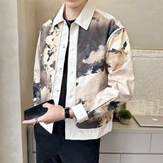 店主风2024春季新款休闲翻领帅气夹克男休闲外套，男装夹克，电商B338