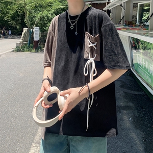 2024春夏季新款男休闲圆领短袖鹿皮绒T恤 F248 P35图片
