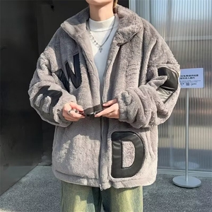SK60-P58 羊羔毛外套女2025秋冬新款保暖宽松加厚棉衣情侣潮牌图片