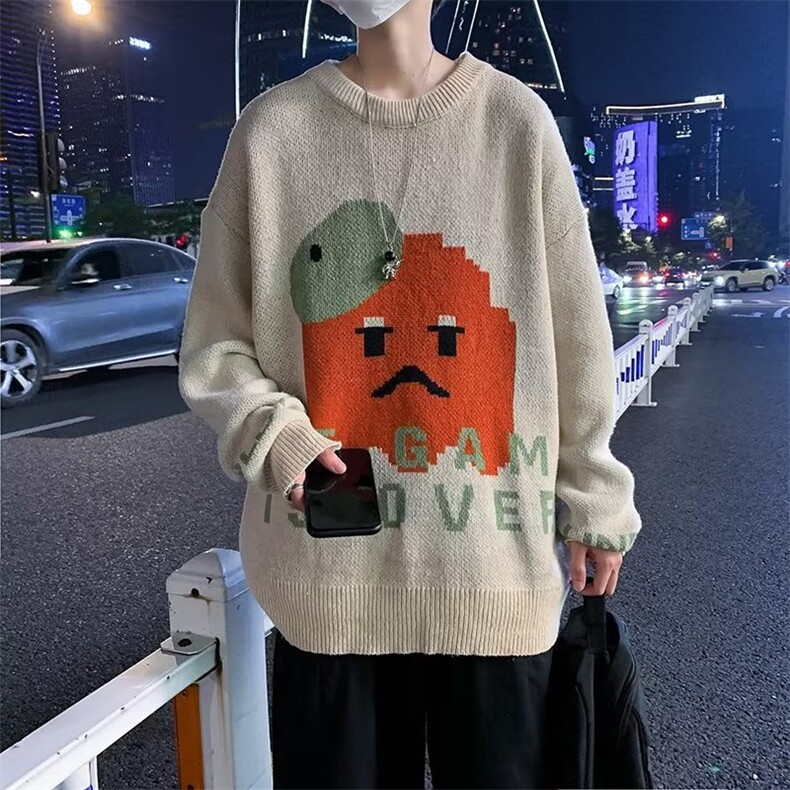 秋冬季小熊毛衣男圆领休闲外套2023新款ins潮宽松针织衫M897-P41,男装针织衫/毛衣,星座512-2