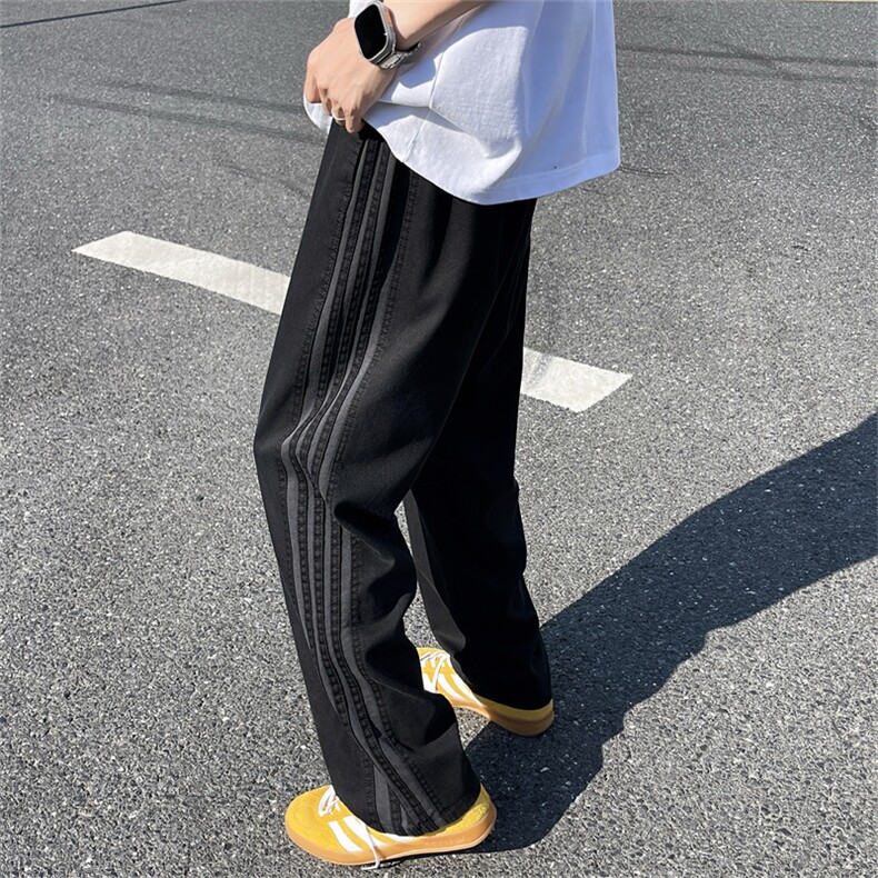 新款宽松休闲裤男韩版潮流夏季薄款坠感阔腿拖地长裤K04536-P38,男装休闲裤,星座308B-2