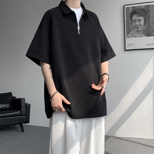 8XL-M半拉链t恤短袖POLO衫男款夏季美式翻领宽松大码半袖DT008P45图片