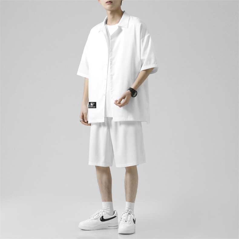 2024夏季新款冰丝套装男士潮流休闲短袖衬衫短裤TZ007-特批-58,男装牛仔裤,星座718-1