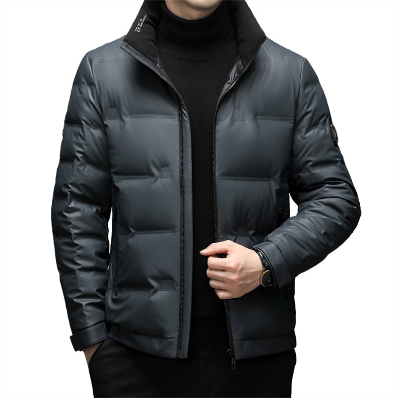 无帽立领羽绒服男冬季新款加厚保暖上衣中青年男士商务休闲外套,男装羽绒服,电商B212（原钱塘6029）