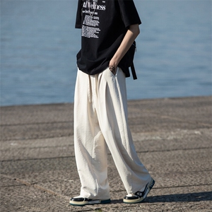 2025春夏新款潮牌垂感西裤百搭直筒阔腿休闲长裤男2532-P40控59图片