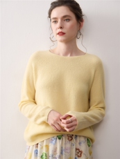 超软糯~秋冬新款圆领山羊绒衫女宽松慵懒套头毛衣无缝针织打底衫，女装针织衫/毛衣，暖绒情旗舰店