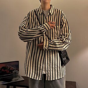 A948 P45春季美式复古刺绣长袖衬衫男宽松休闲百搭上衣图片