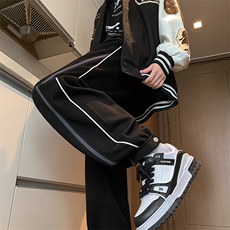 k3202-P48加绒P58秋冬抖音高品质潮牌宽松男女织带束脚休闲卫裤，男装休闲裤，电商A009A（原A058A）