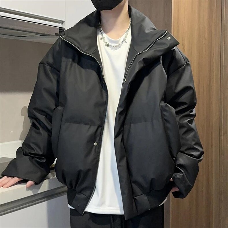 网图PU棉衣加厚保暖宽松立领外套休闲潮流棉服310A-MY008-P70，男装棉衣，四季星座310A