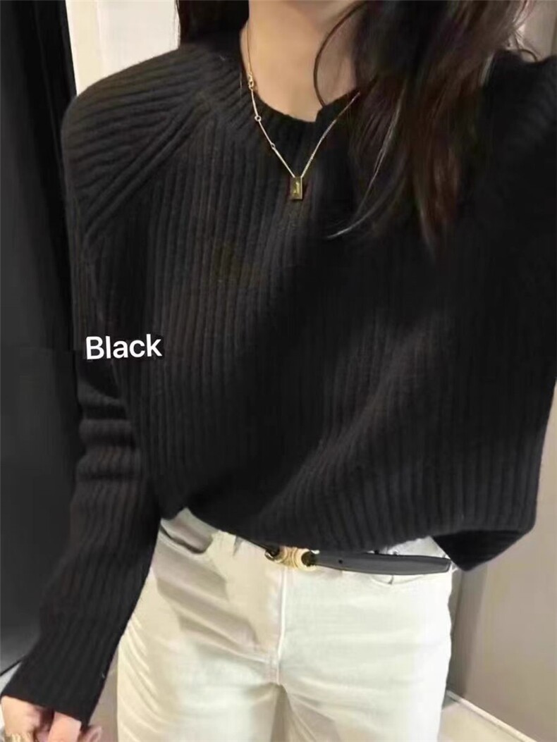 秋季新款舒适显瘦时尚百搭圆领坑条插肩针织衫，女装羊毛衫，恒恩羊绒
