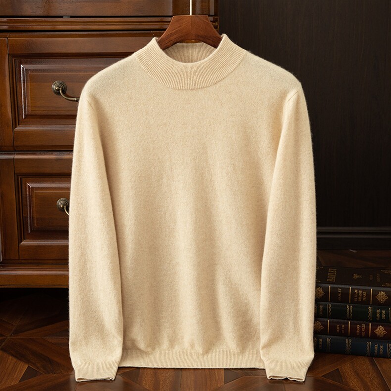 男士高领羊绒毛衣简约百搭保暖舒适商务休闲必备，男装羊绒套衫，鼎坤羊绒