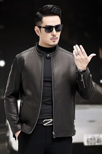 WL1825-1秋冬新款男士山羊皮夹克皮衣男韩版机车男装P780图片