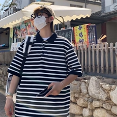 慵懒青春流行百搭短袖潮POLO衫2023日系男夏季DT98P32，男装Polo衫，星座1116-2