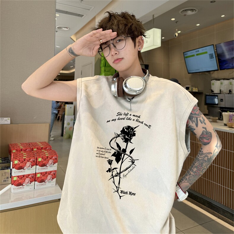 麂皮绒背心坎肩男T恤美式港风潮JB420-特P19控38,男装背心/马甲,电商B370