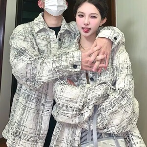 720-P50 潮嘻哈小香风格子翻领外套男女秋季休闲百搭高级感图片
