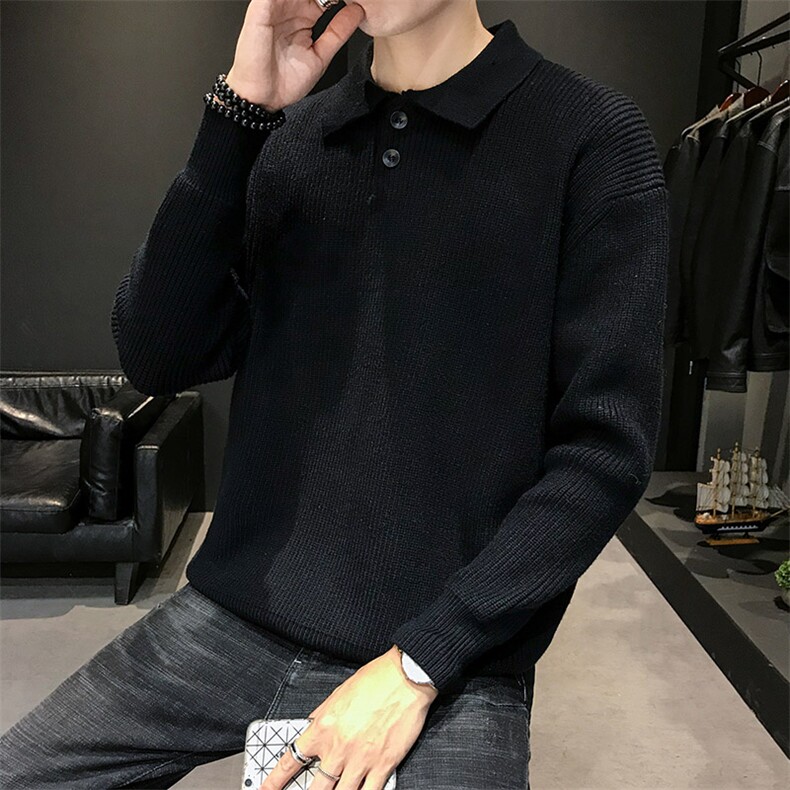 MY07衬衫领毛衣男厚款冬季加厚韩版潮流网红个性针织衫,男装针织衫/毛衣,电商D310（原电商305）