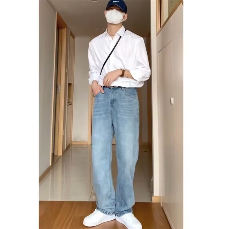 美式街头水洗做旧牛仔裤男春秋直筒宽松高街长裤NK105-P55,男装牛仔裤,星座208-5