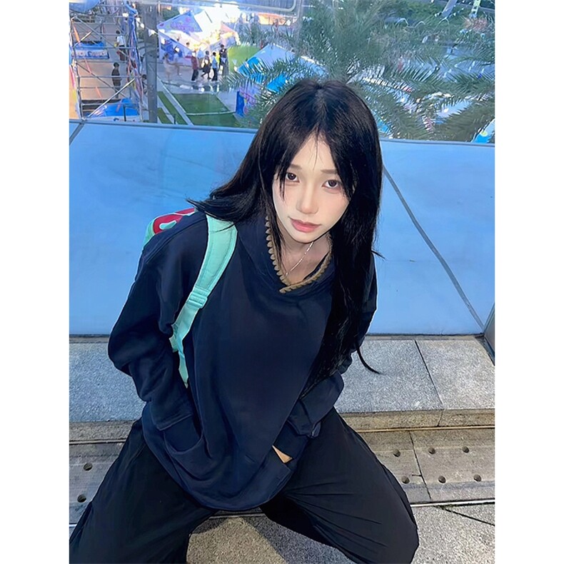 抖音得物高品质二开25秋冬美式重磅宽松纯色连帽贝壳刺绣卫衣W63,男装卫衣,电商A486-1