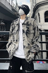 现货5千件 男女美式牛仔外套春扎染破坏牛仔衣高街夹克NT521P75图片