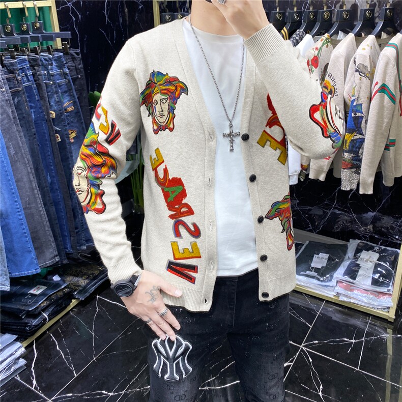  秋季新款针织衫个性图案开衫图片