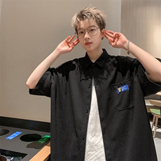 2026夏潮牌男华夫格高克重格子短袖五分袖衬衫CS880/特P25黑色3，男装衬衫，电商A094