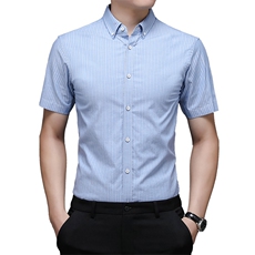 AD22119钱塘2020-3夏季男士高端全棉条纹短袖衬衫P65，男装衬衫，钱塘207-3
