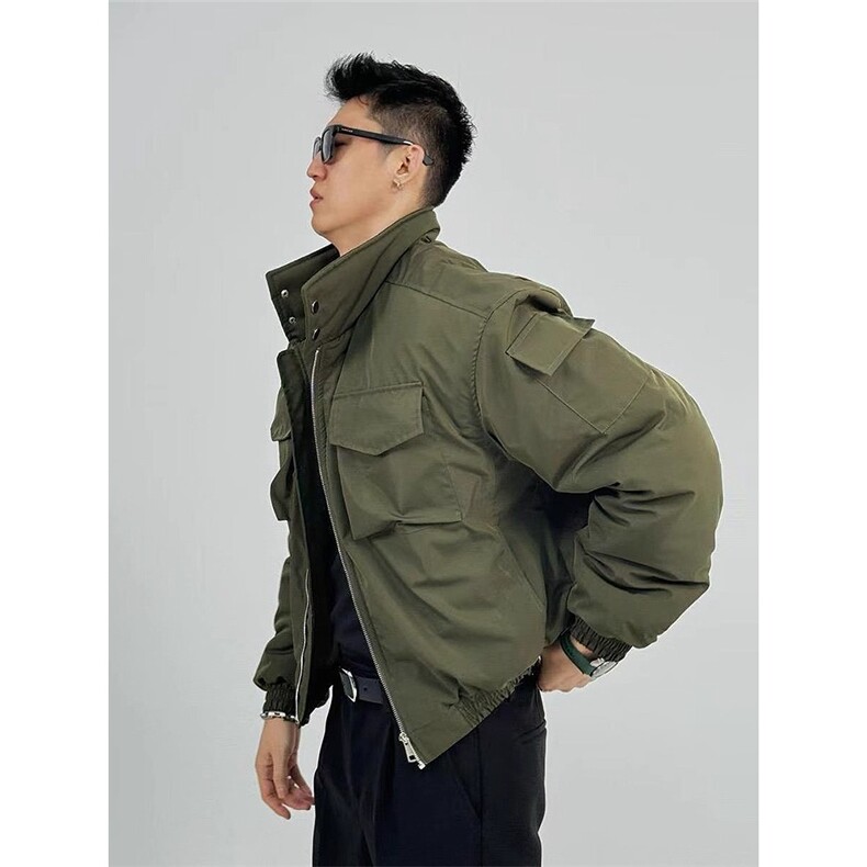 短款轻骑兵夹克棉服男款冬季美式飞行立领廓形工装棉衣外套,男装夹克,星座715-4