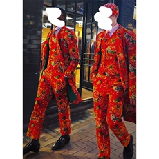 Y001长款男装东北大花风衣外套大码男女表演出团队服新中式喜庆潮，男装风衣，星座115A(原星座507）