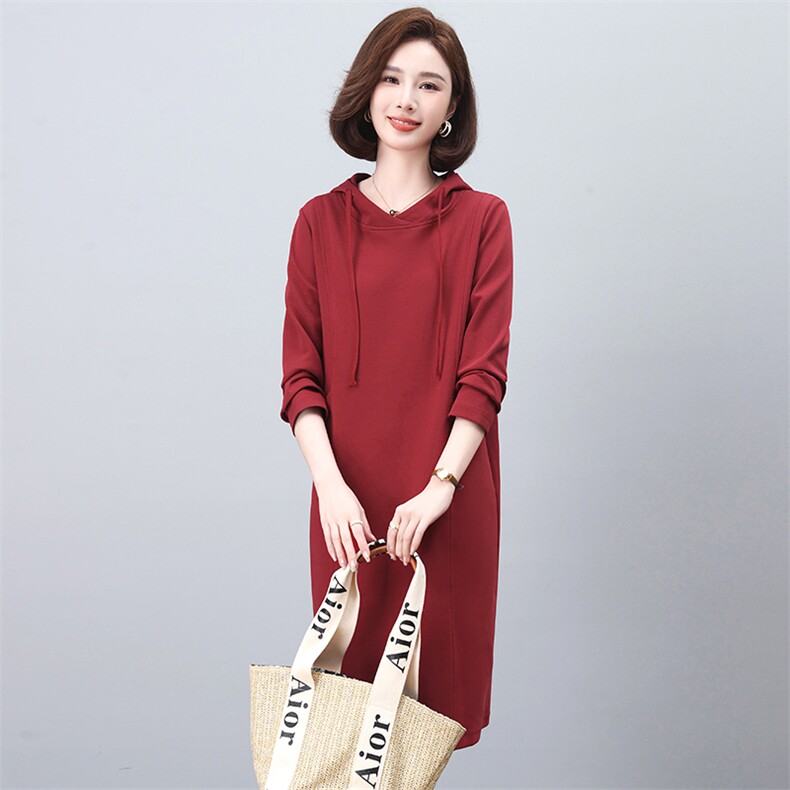 2024年春季时尚休闲连帽休闲连衣裙,女装连衣裙,依恋蒂丝