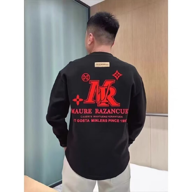 新款慵懒长袖t恤男款春秋季圆领2025新款重磅潮流百搭男士打底衫图片
