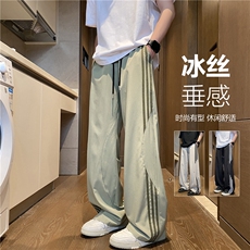 2025夏季新款美式运动条纹宽松冰丝休闲裤B315-K25662-特p35控68，男装休闲裤，电商B315