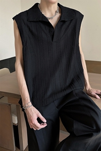 8XL-M 夏竖条纹纯棉背心男韩版宽松坎肩休闲运动午休T恤肌理DX333图片