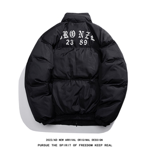 白鸭绒白底冬季新品印花抽绳设计立领羽绒服YR215P195控258图片