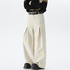 现货春季新款个性多标设计高级垂感宽松休闲西裤225-2-K03-P68，男装休闲裤，星座225-2