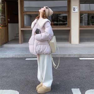 现货！2025冬毛领拼接淡紫色90绒羽绒服2C056-7103-P315控478图片