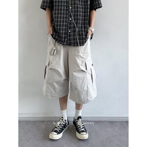复古小众大口袋廓形弯刀七分裤男女款宽松伐木工装 K150图片