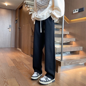 K2501-P38加绒48秋冬新款抖音高质美式垂坠感拖地百搭休闲卫裤男图片