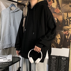 21秋季卫衣排扣开叉上衣情侣设计感hiphop外套宽松连帽WY750-p40，男装卫衣，星座1008