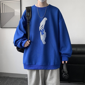 华夫格卫衣圆领卫衣男大码长袖t恤男外套 HW76147-P30加绒款-P40图片