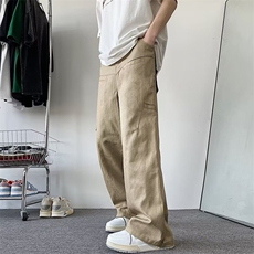 工装水洗阔腿裤潮春季新款伐木裤直筒宽松休闲裤子男潮KM966，男装休闲裤，星座1116A-1（原606A）