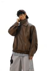 双层领大码M-5XL机车PU皮衣男JK78095特P118加棉特P138控208，男装皮衣，星座226-1