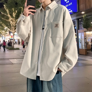 衬衫男秋季新款港风宽松大码灯芯绒长袖衬衣CS025-P38图片