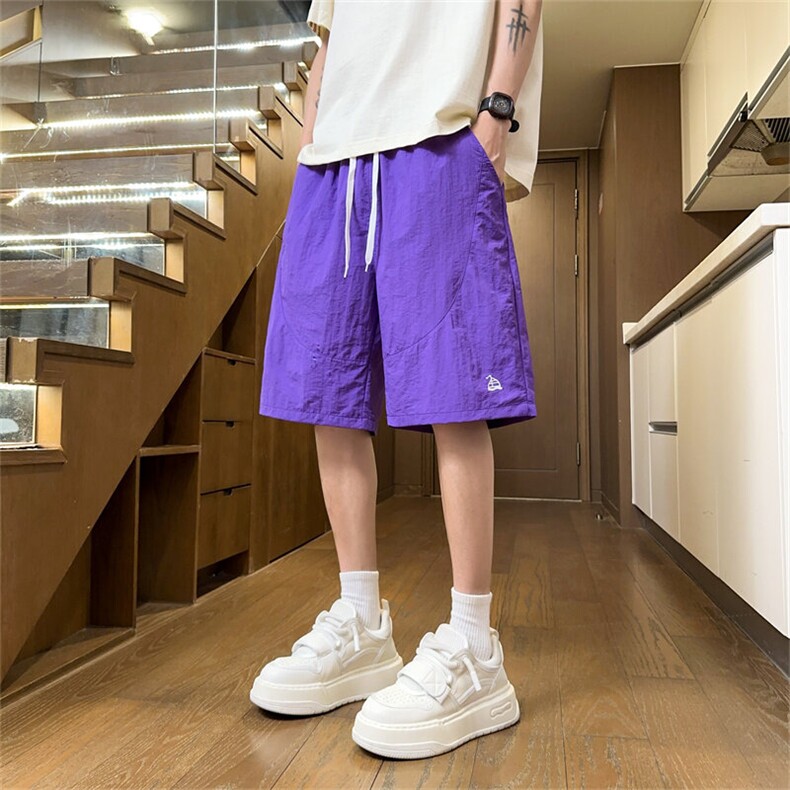 A27-特P23    夏季短裤男宽松直筒小帆船刺绣速干五分裤图片